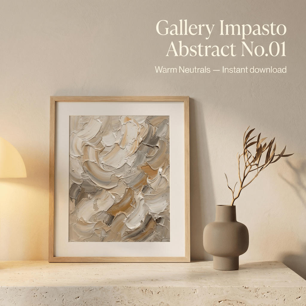 Gallery Impasto Abstract No.01 Printable Wall Art | Warm Neutral Texture Oil&nbsp;Painting