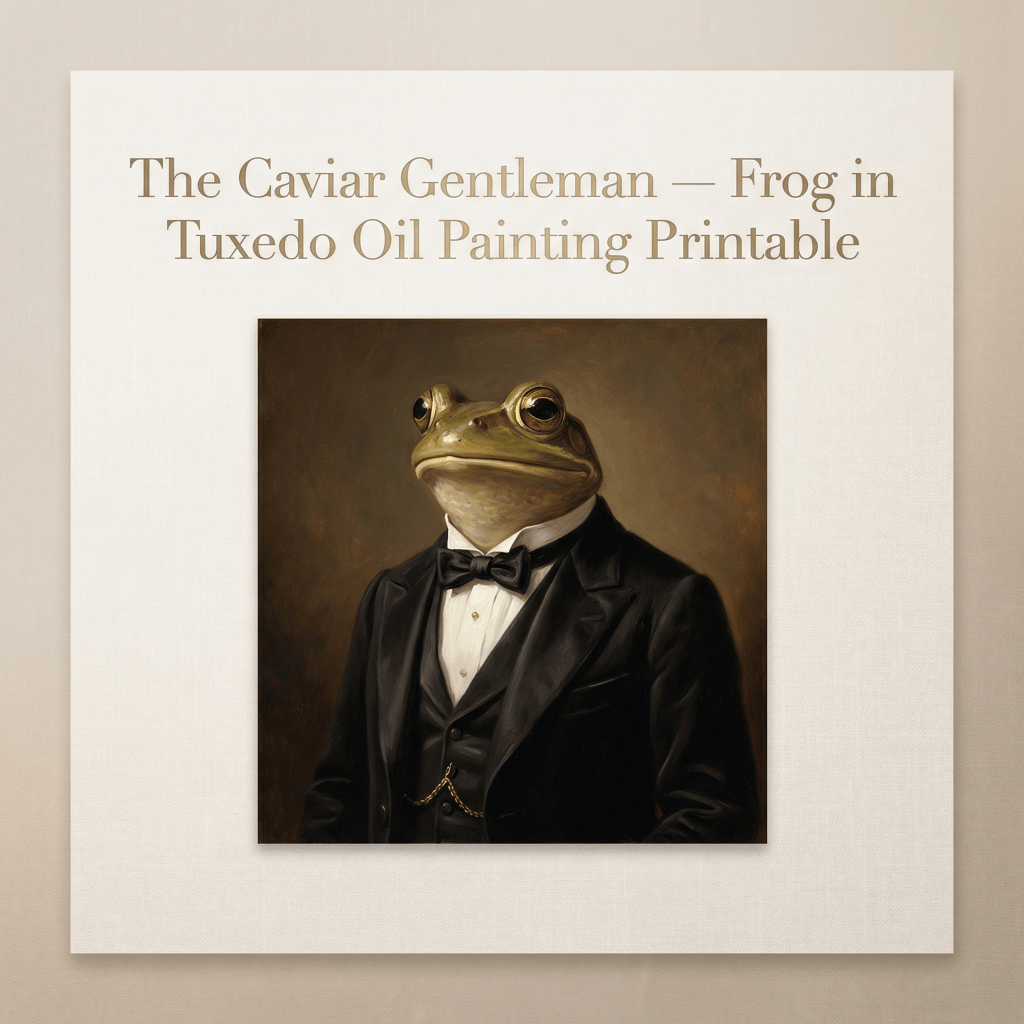 The Caviar Gentleman — Frog in Tuxedo Oil Painting&nbsp;Printable